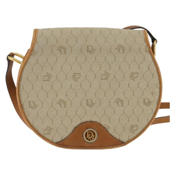DIOR Honeycomb Canvas Shoulder Bag Pvc Beige Gold - Picture 2 of 12